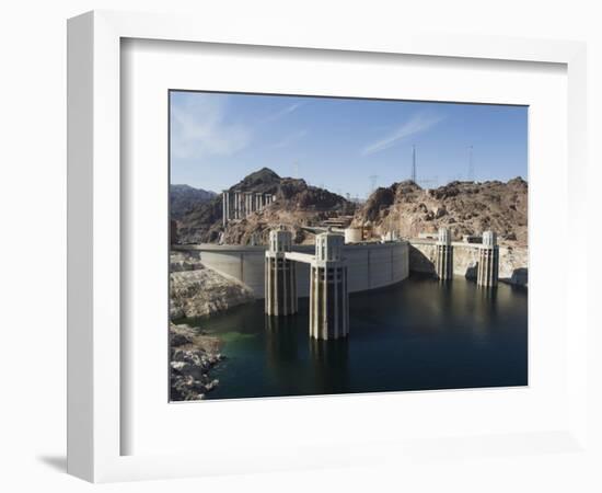 Hoover Dam on the Colorado River Forming the Border Between Arizona and Nevada, USA-Robert Harding-Framed Photographic Print