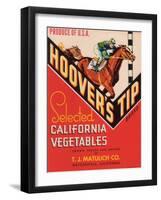 Hoover's Tip Vegetable Label - Watsonville, CA-Lantern Press-Framed Art Print