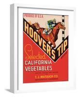 Hoover's Tip Vegetable Label - Watsonville, CA-Lantern Press-Framed Art Print