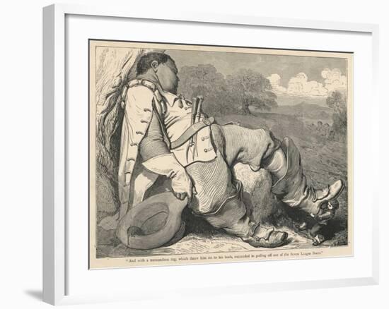 Hop O' My Thumb Succeeds in Pulling off One of the Giant Ogre's Seven League Boots-Gustave Dor?-Framed Art Print