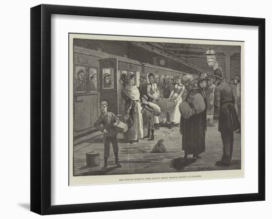 Hop-Pickers Starting from London Bridge Railway Station at Midnight-Enoch Ward-Framed Giclee Print