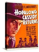 HOPALONG CASSIDY RETURNS, left: William Boyd on window card, 1936-null-Stretched Canvas