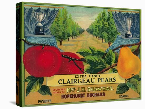 Hopehurst Pear Crate Label - Payette, ID-Lantern Press-Stretched Canvas