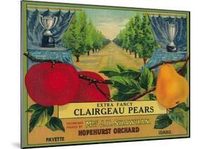 Hopehurst Pear Crate Label - Payette, ID-Lantern Press-Mounted Art Print