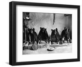 Hopi Grinding Grain, C1906-Edward S^ Curtis-Framed Photographic Print