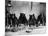 Hopi Grinding Grain, C1906-Edward S^ Curtis-Mounted Photographic Print