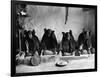 Hopi Grinding Grain, C1906-Edward S^ Curtis-Framed Photographic Print