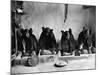 Hopi Grinding Grain, C1906-Edward S^ Curtis-Mounted Photographic Print