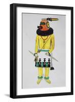 Hopi Kachinas, Man with Helmet with Markings-null-Framed Giclee Print