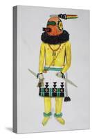 Hopi Kachinas, Man with Helmet with Markings-null-Stretched Canvas