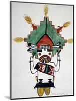 Hopi Kachinas: Small Figure, Kneeling, Wearing Large Headdress-null-Mounted Giclee Print