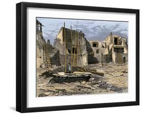 Hopi Village of Oraibi, from John Wesley Powell's Description, 1870s-null-Framed Giclee Print