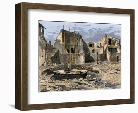 Hopi Village of Oraibi, from John Wesley Powell's Description, 1870s-null-Framed Giclee Print