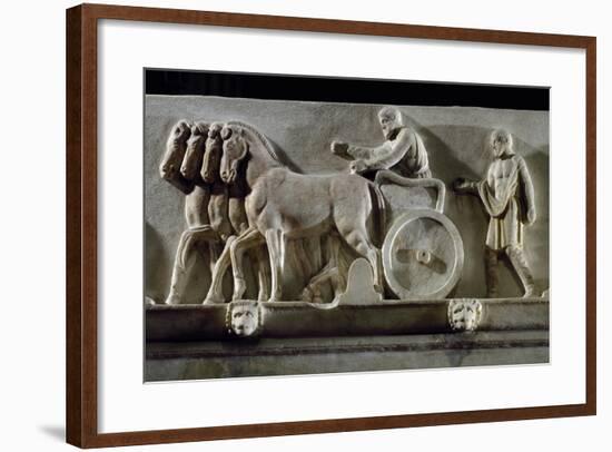 Hoplite on Chariot, Detail of Frieze of Marble Sarcophagus known as Mourners-null-Framed Giclee Print