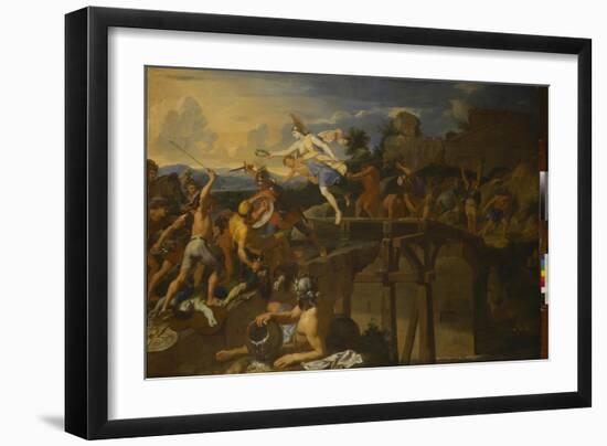 Horatius Cocles Defending the Bridge-Charles Le Brun-Framed Giclee Print