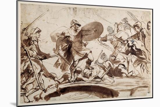 Horatius Cocles Defending the Tiber Bridge (Pen and Ink with Wash on Paper)-Sir Anthony Van Dyck-Mounted Giclee Print