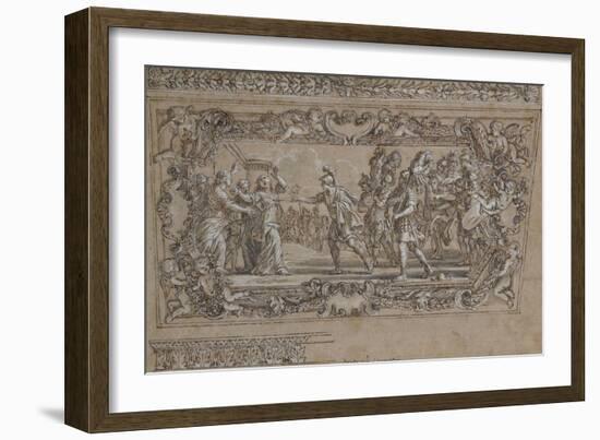 Horatius Slaying His Sister Horatia Outside the Walls of Rome: Design for a Ceiling Decoration…-Giacinto Gimignani Or Gemignano-Framed Giclee Print