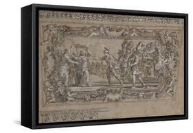 Horatius Slaying His Sister Horatia Outside the Walls of Rome: Design for a Ceiling Decoration…-Giacinto Gimignani Or Gemignano-Framed Stretched Canvas