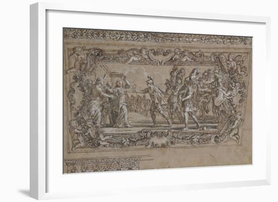 Horatius Slaying His Sister Horatia Outside the Walls of Rome: Design for a Ceiling Decoration…-Giacinto Gimignani Or Gemignano-Framed Giclee Print