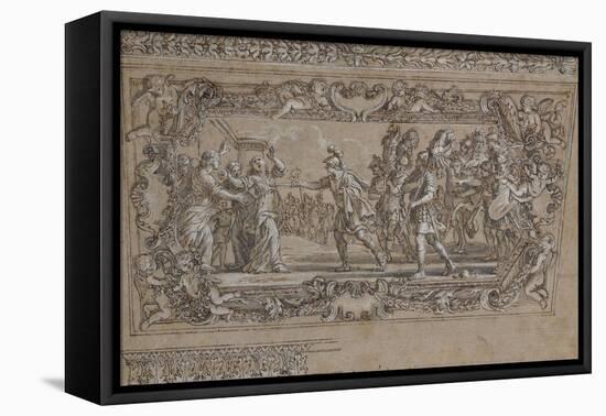 Horatius Slaying His Sister Horatia Outside the Walls of Rome: Design for a Ceiling Decoration…-Giacinto Gimignani Or Gemignano-Framed Stretched Canvas