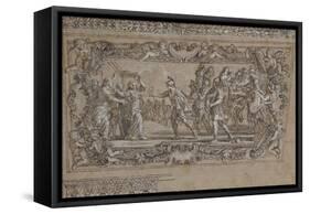 Horatius Slaying His Sister Horatia Outside the Walls of Rome: Design for a Ceiling Decoration…-Giacinto Gimignani Or Gemignano-Framed Stretched Canvas