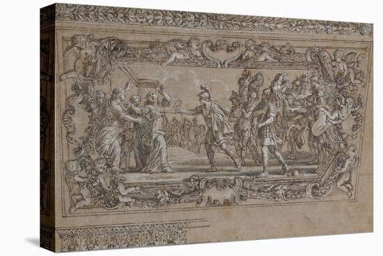 Horatius Slaying His Sister Horatia Outside the Walls of Rome: Design for a Ceiling Decoration…-Giacinto Gimignani Or Gemignano-Stretched Canvas