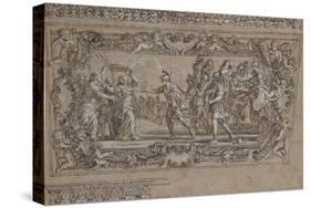 Horatius Slaying His Sister Horatia Outside the Walls of Rome: Design for a Ceiling Decoration…-Giacinto Gimignani Or Gemignano-Stretched Canvas