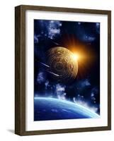 Horizontal Background With Maya Calendar And Earth-frenta-Framed Art Print