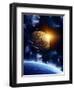 Horizontal Background With Maya Calendar And Earth-frenta-Framed Art Print