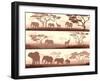 Horizontal Banners of Wild Animals in African Savanna.-Vertyr-Framed Art Print