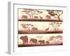 Horizontal Banners of Wild Animals in African Savanna.-Vertyr-Framed Art Print