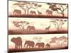 Horizontal Banners of Wild Animals in African Savanna.-Vertyr-Mounted Art Print