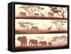 Horizontal Banners of Wild Animals in African Savanna.-Vertyr-Framed Stretched Canvas