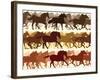 Horizontal Illustration Herd of Horses.-Vertyr-Framed Art Print