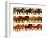 Horizontal Illustration Herd of Horses.-Vertyr-Framed Art Print