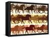 Horizontal Illustration Herd of Horses.-Vertyr-Framed Stretched Canvas