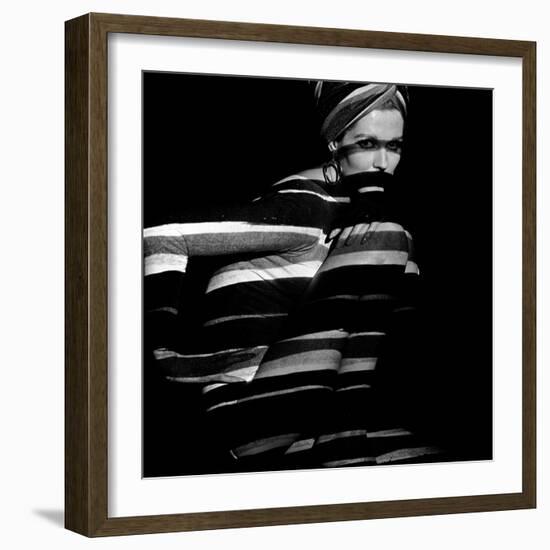 Horizontal Stripe Projection on Model, 1960s-John French-Framed Giclee Print