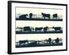 Horizontal Vector Banner Farm Fields with Fence and Farm Animals.-Vertyr-Framed Art Print