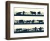 Horizontal Vector Banner Farm Fields with Fence and Farm Animals.-Vertyr-Framed Art Print