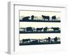 Horizontal Vector Banner Farm Fields with Fence and Farm Animals.-Vertyr-Framed Art Print