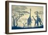 Horizontal Vector Illustration of Wild Giraffes in African Savanna with Trees.-Vertyr-Framed Premium Giclee Print