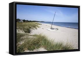 Hornbaek beach with white sand and sand dunes, Hornbaek, Kattegat Coast, Zealand, Denmark, Scandina-Stuart Black-Framed Stretched Canvas