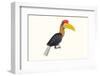 Hornbill, Bird, Animal Wild Life Watercolor Vector. Illustration-Jorm Sangsorn-Framed Photographic Print