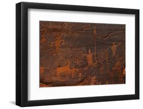 Horned Anthropomorphs Holding Shields, Utah Scenic Byway 279, Potash Road, Moab, Utah, USA-Peter Barritt-Framed Photographic Print