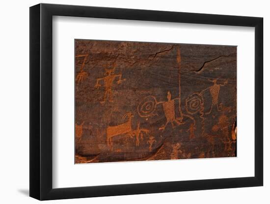 Horned Anthropomorphs Holding Shields, Utah Scenic Byway 279, Potash Road, Moab, Utah, USA-Peter Barritt-Framed Premium Photographic Print