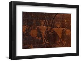 Horned Anthropomorphs Holding Shields, Utah Scenic Byway 279, Potash Road, Moab, Utah, USA-Peter Barritt-Framed Photographic Print