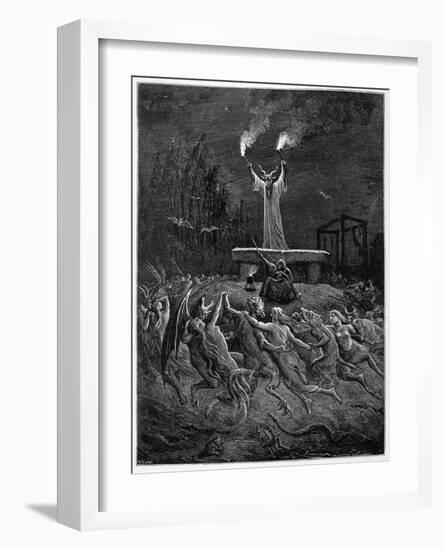 Horned Devil Presides Over the Sabbat-Emile Bayard-Framed Photographic Print