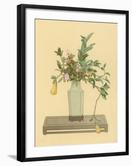 Horned Orange and Rose Used with a Vase Bearing the Signature of Chien-Lung to Form an Arrangement-Koun Ohara-Framed Art Print
