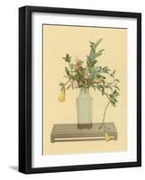 Horned Orange and Rose Used with a Vase Bearing the Signature of Chien-Lung to Form an Arrangement-Koun Ohara-Framed Art Print