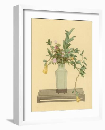 Horned Orange and Rose Used with a Vase Bearing the Signature of Chien-Lung to Form an Arrangement-Koun Ohara-Framed Art Print